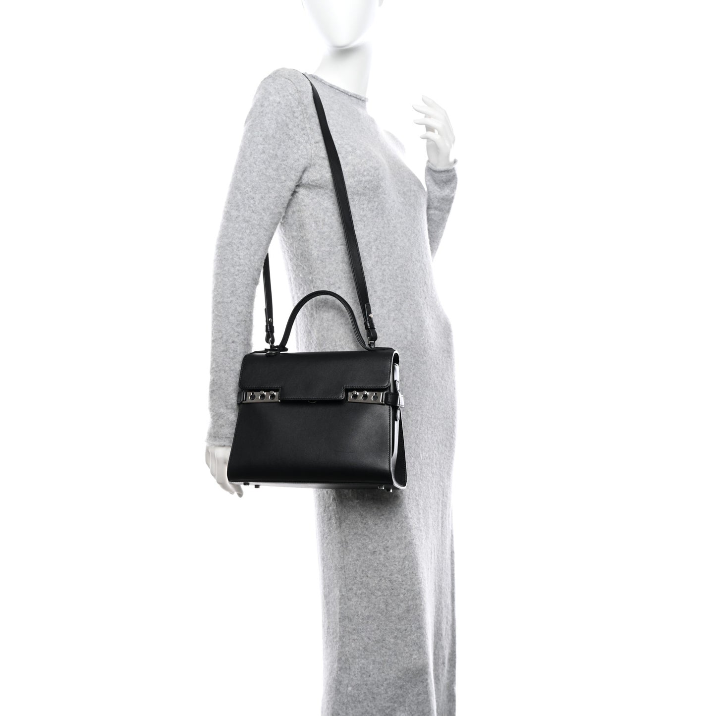 Calfskin MM Tempete Satchel Black