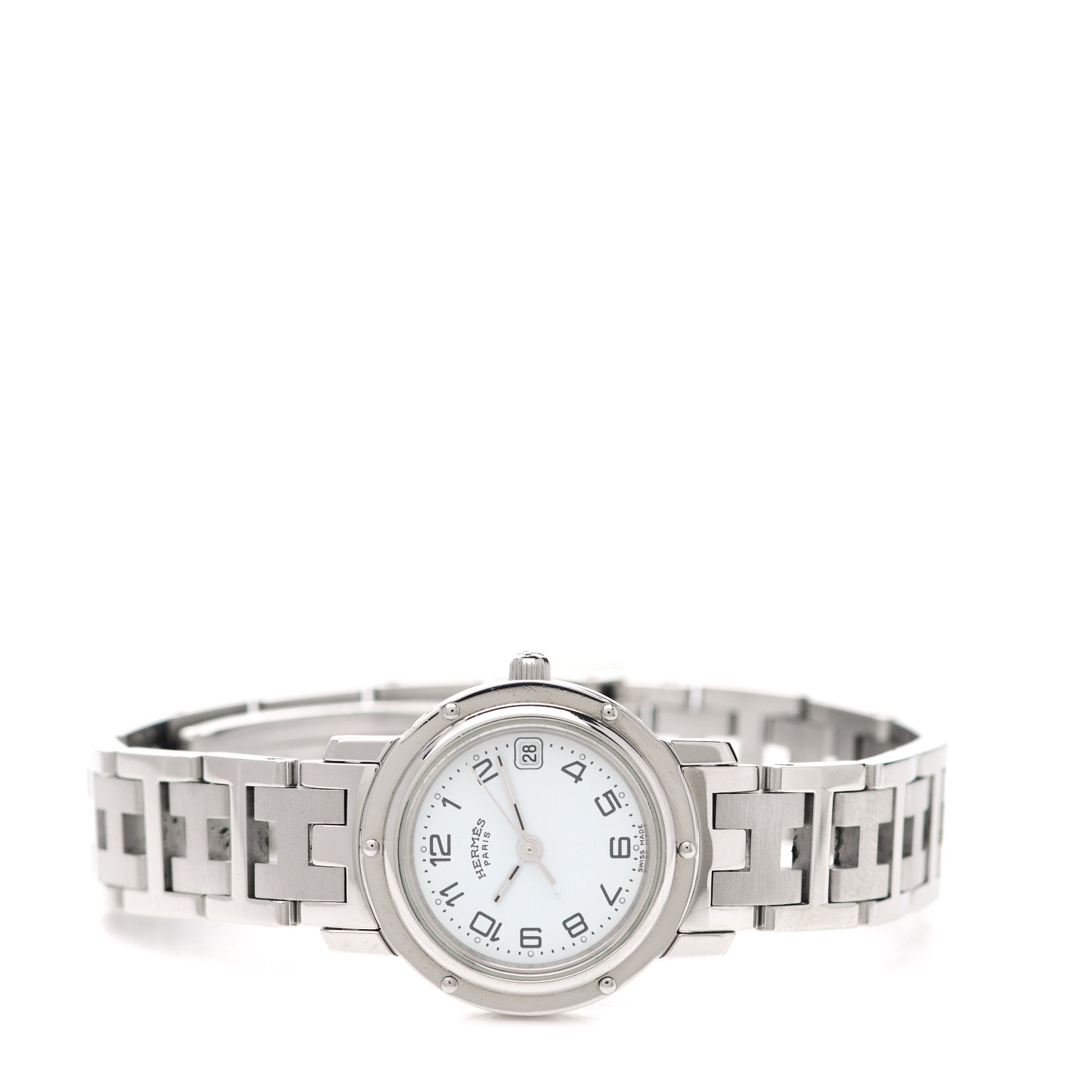 Hermes Stainless Steel 24mm Clipper Quartz Watch White 3 of 8