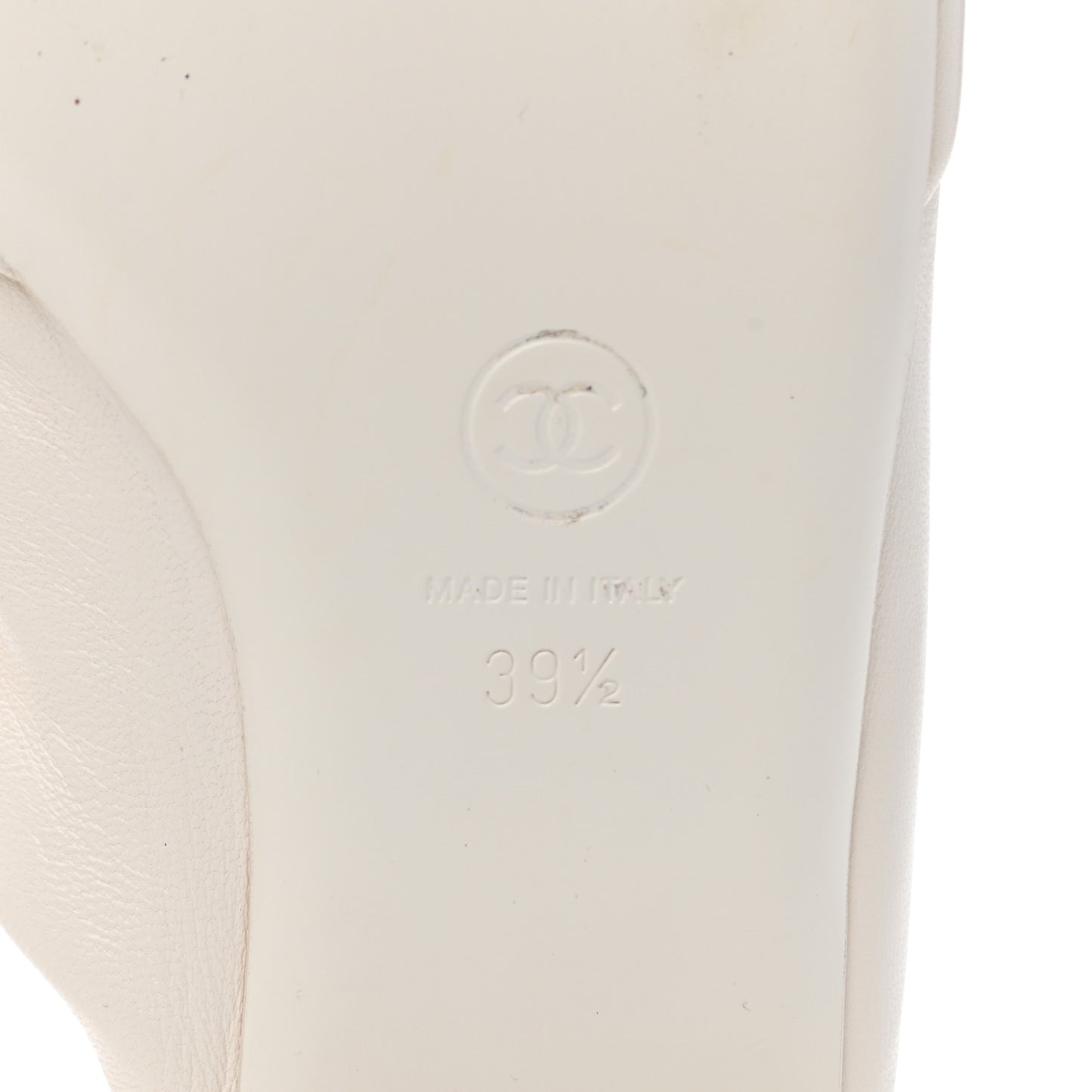Lambskin Pearl Bow CC Flat Sandals 39.5 White
