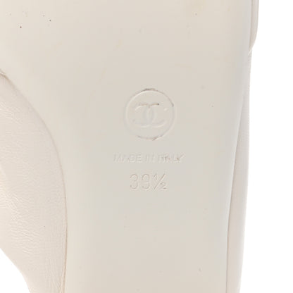 Chanel Lambskin Pearl Bow CC Flat Sandals 39.5 White 6 of 15