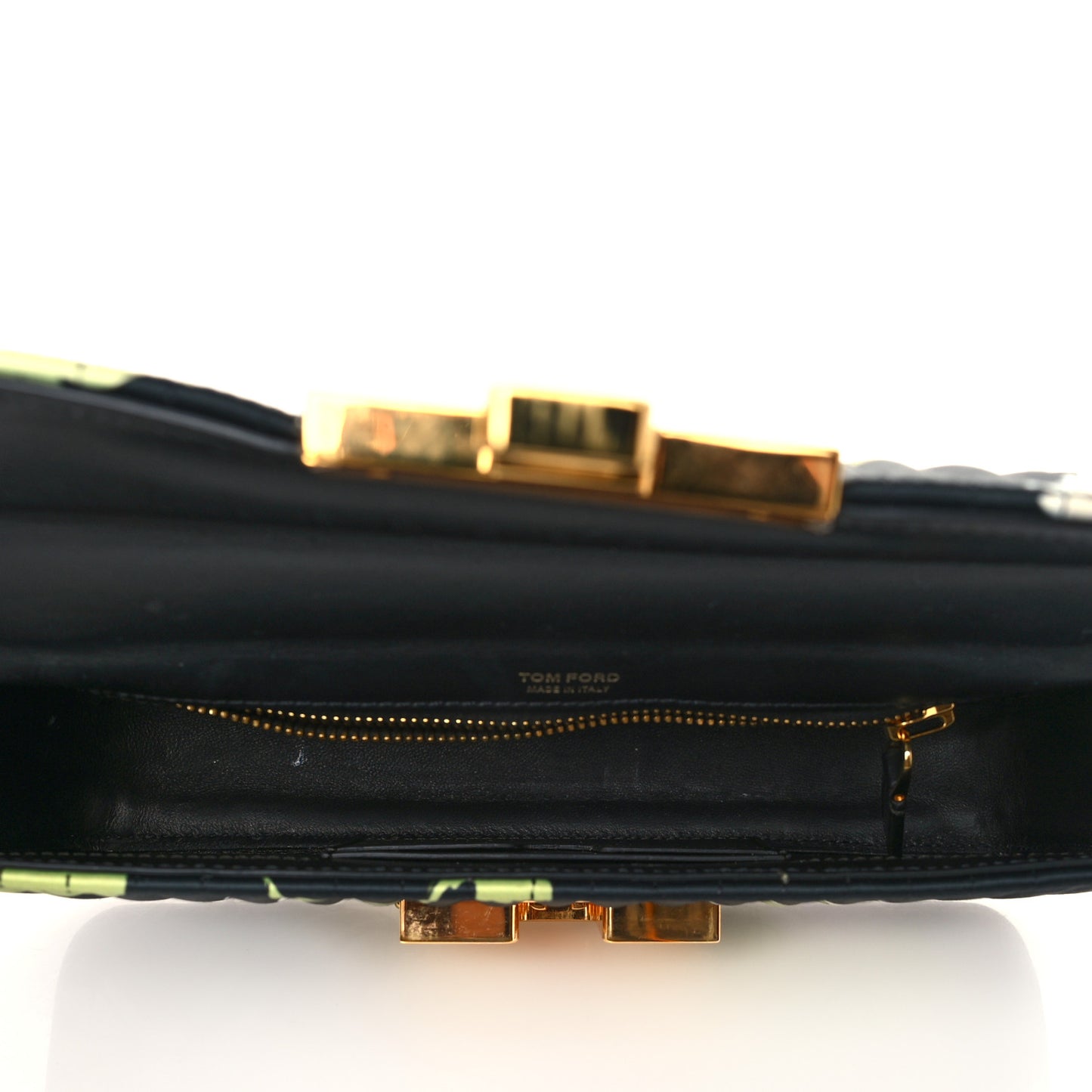 Satin Floral Medium T Clasp Chain Bag Black Multicolor