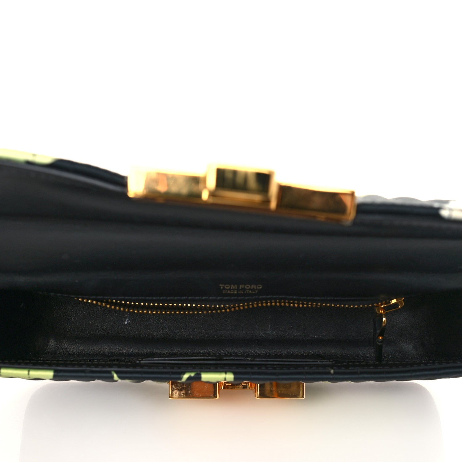 Tom Ford Satin Floral Medium T Clasp Chain Bag Black Multicolor 5 of 6