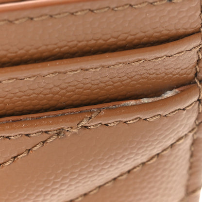 Saint Laurent Grain De Poudre Matelasse Chevron Monogram Credit Card Case Natural Dark 10 of 10