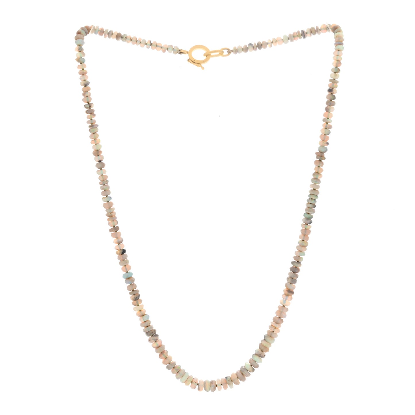 18K Yellow Gold Opal Candy Beaded Necklace
