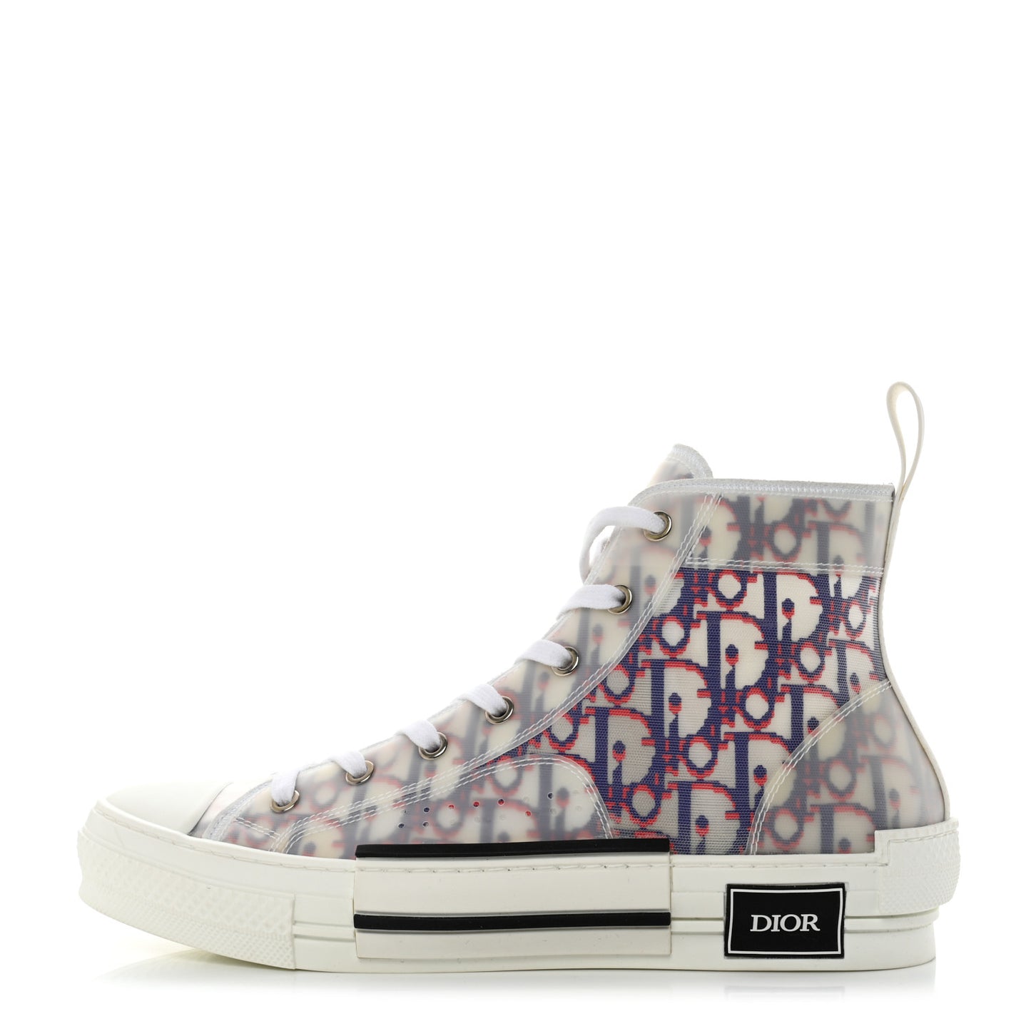 Technical Canvas Oblique Pixel Mens B23 High Top Sneakers 41 Blue Red