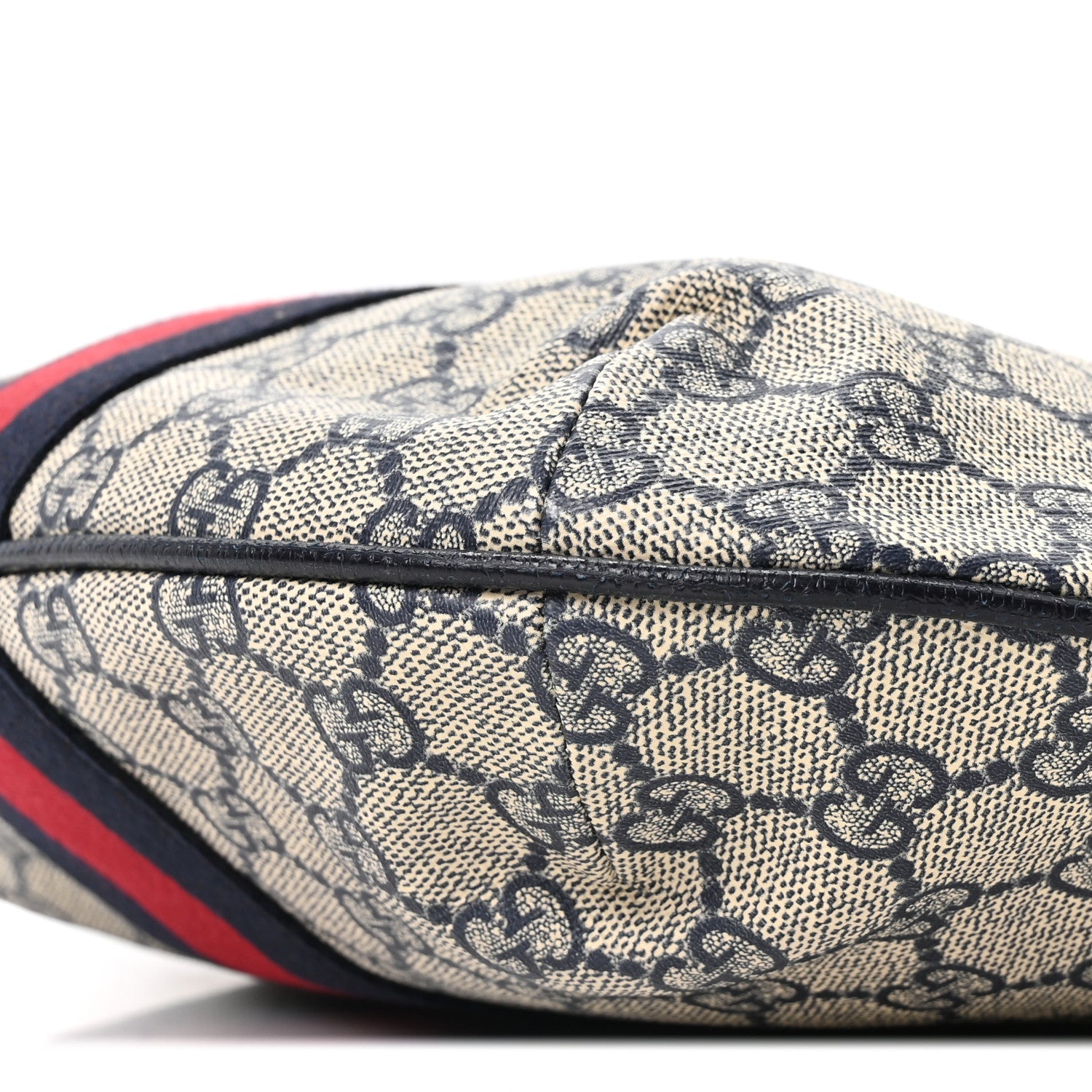 Gucci GG Supreme Monogram Textured Dollar Calfskin Web Small Ophidia Half Moon Hobo Beige Blue 10 of 10