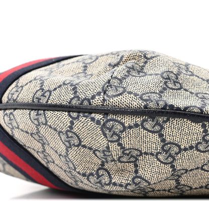 Gucci GG Supreme Monogram Textured Dollar Calfskin Web Small Ophidia Half Moon Hobo Beige Blue 10 of 10
