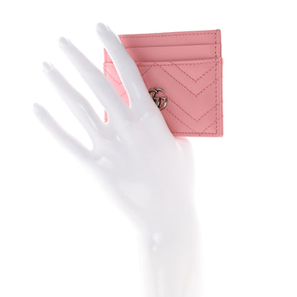 Gucci Calfskin Matelasse GG Marmont Card Holder Wild Rose 2 of 7