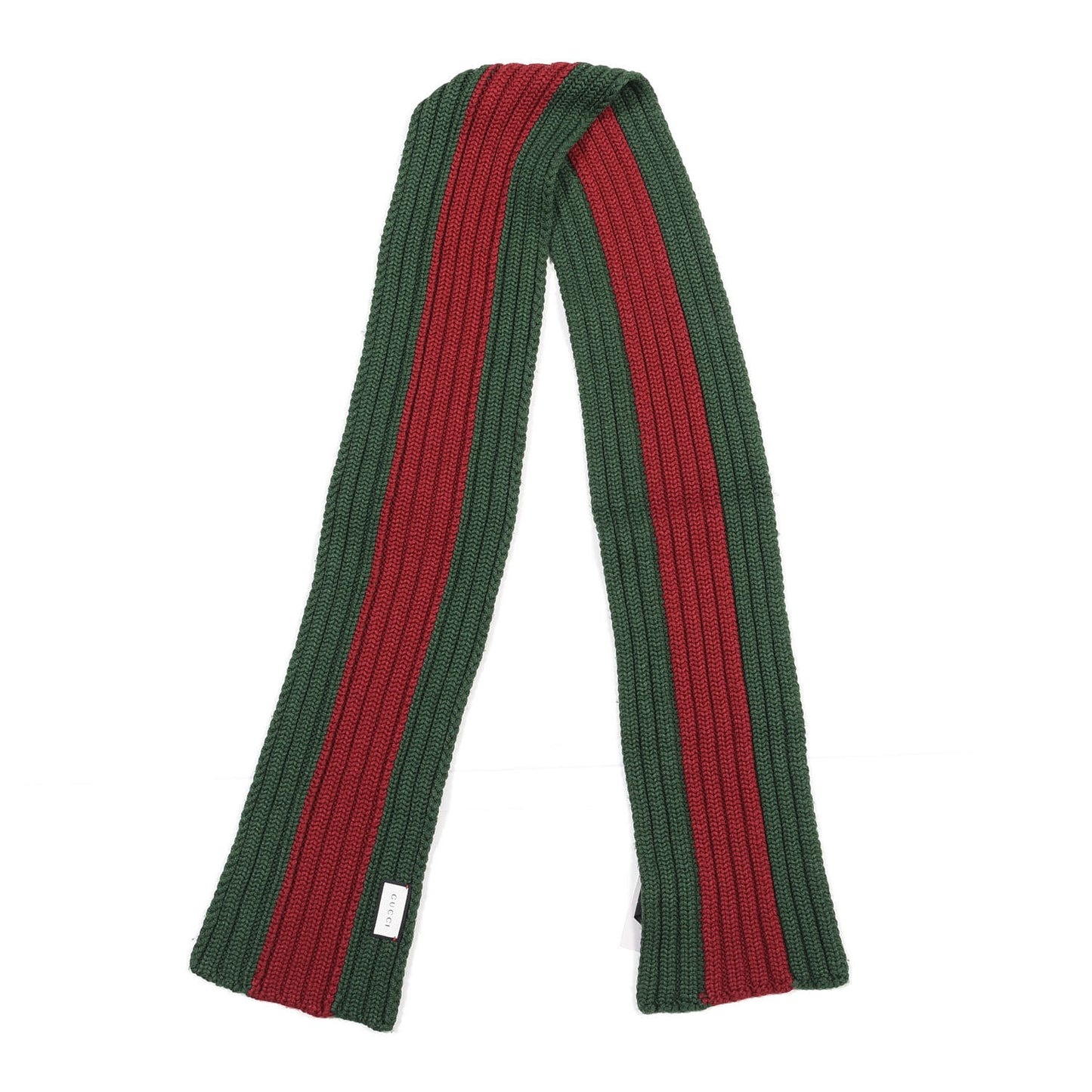 Silk Wool Knit Web Scarf Green Red