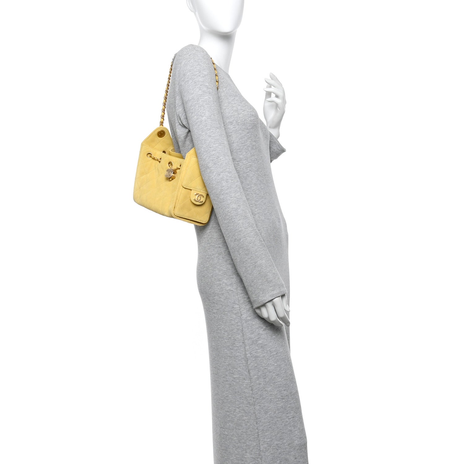 Chanel Suede Quilted Mini Chanel 25 Handbag Yellow 2 of 11