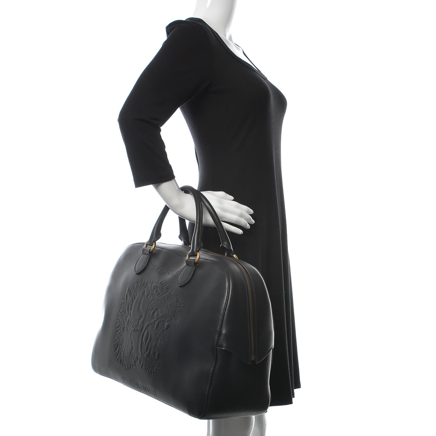 Calfskin Embossed L'Aveugle Par Amour Duffle Black
