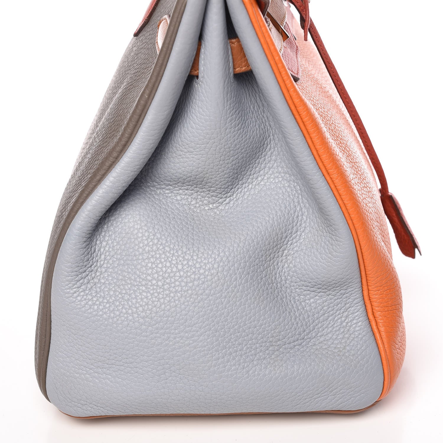 Hermes Taurillon Clemence Arlequin Birkin 35 Orange Sanguine Gold Bleu Lin Bleu Hydra Etain 35 of 35