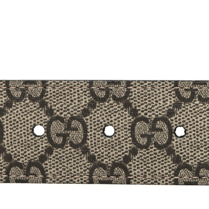 Gucci GG Supreme Monogram Plutone Calfskin Double G Reversible 37mm Belt 90 36 Beige Ebony New Acero 3 of 6