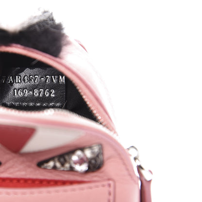 Fendi Vitello Dolce Elaphe Crystal Nutria Fox Fur Monster Eyes Mini Backpack Charm Bois de Rose Black Multicolor 6 of 8