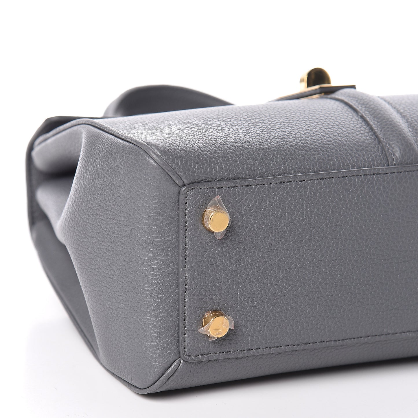 Grained Calfskin Small 16 Top Handle Bag Medium Grey