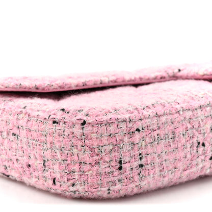 Chanel Tweed Large Top Handle Clutch With Chain Pink Black Ecru 10 of 10