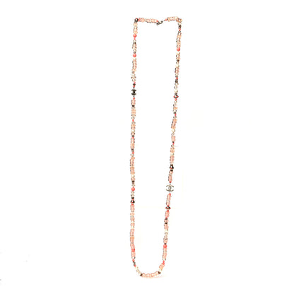 Chanel Pearl Beaded CC Long Necklace Pink 3 of 4