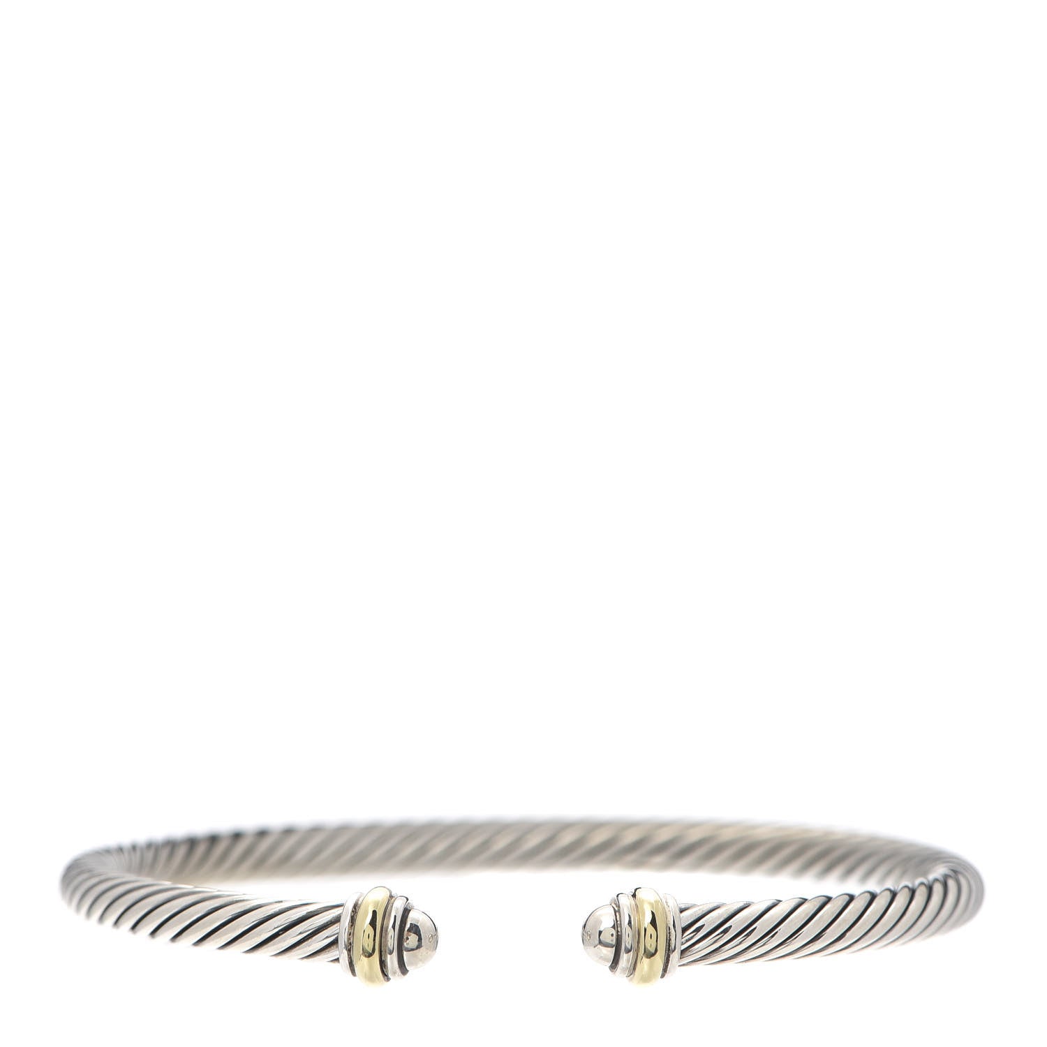 David Yurman Sterling Silver 18K Yellow Gold 4mm Cable Classics Bracelet 1 of 5