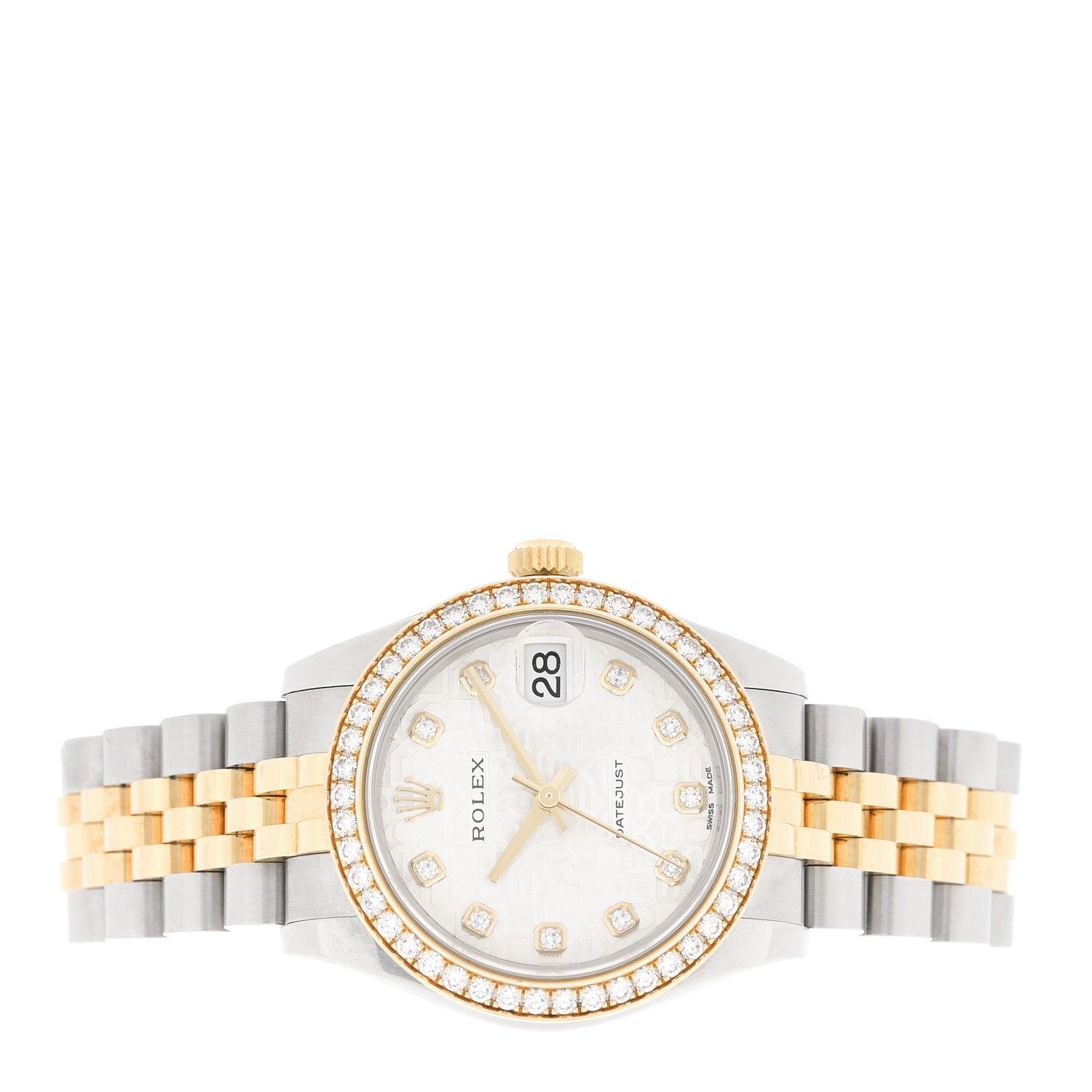 Rolex Stainless Steel 18K Yellow Gold Diamond Bezel 31mm Oyster Perpetual Datejust Watch Silver Jubilee 178383 2 of 5