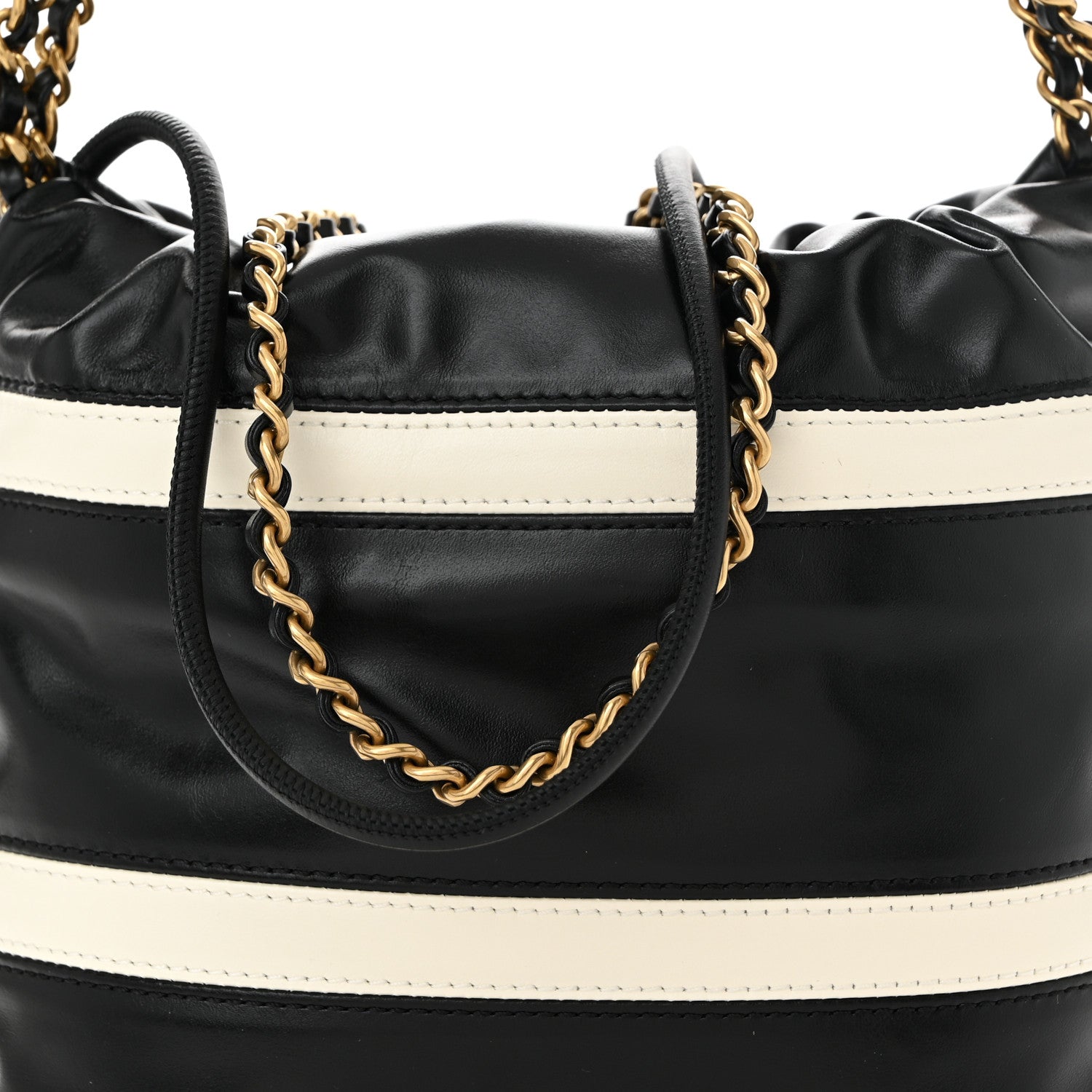 Chanel Shiny Calfskin Striped Mini Chanel 22 Black White 8 of 10