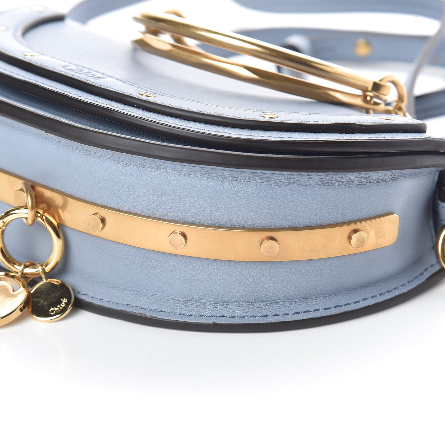 Calfskin Small Nile Bracelet Minaudiere Bag Washed Blue