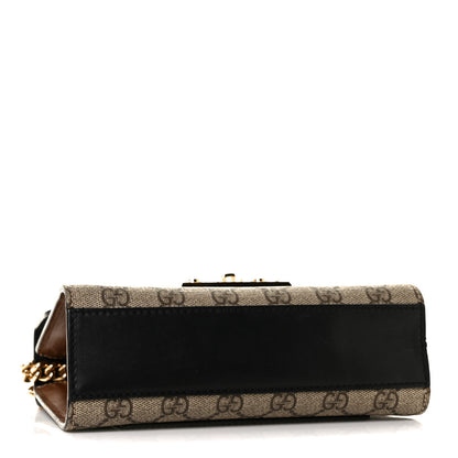 Gucci GG Supreme Monogram Calfskin Small Padlock Shoulder Bag Beige Black Cuir 4 of 13