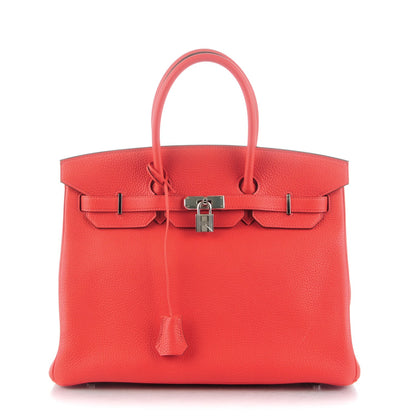 Hermes Taurillon Clemence Birkin 35 Rouge Pivoine 1 of 24