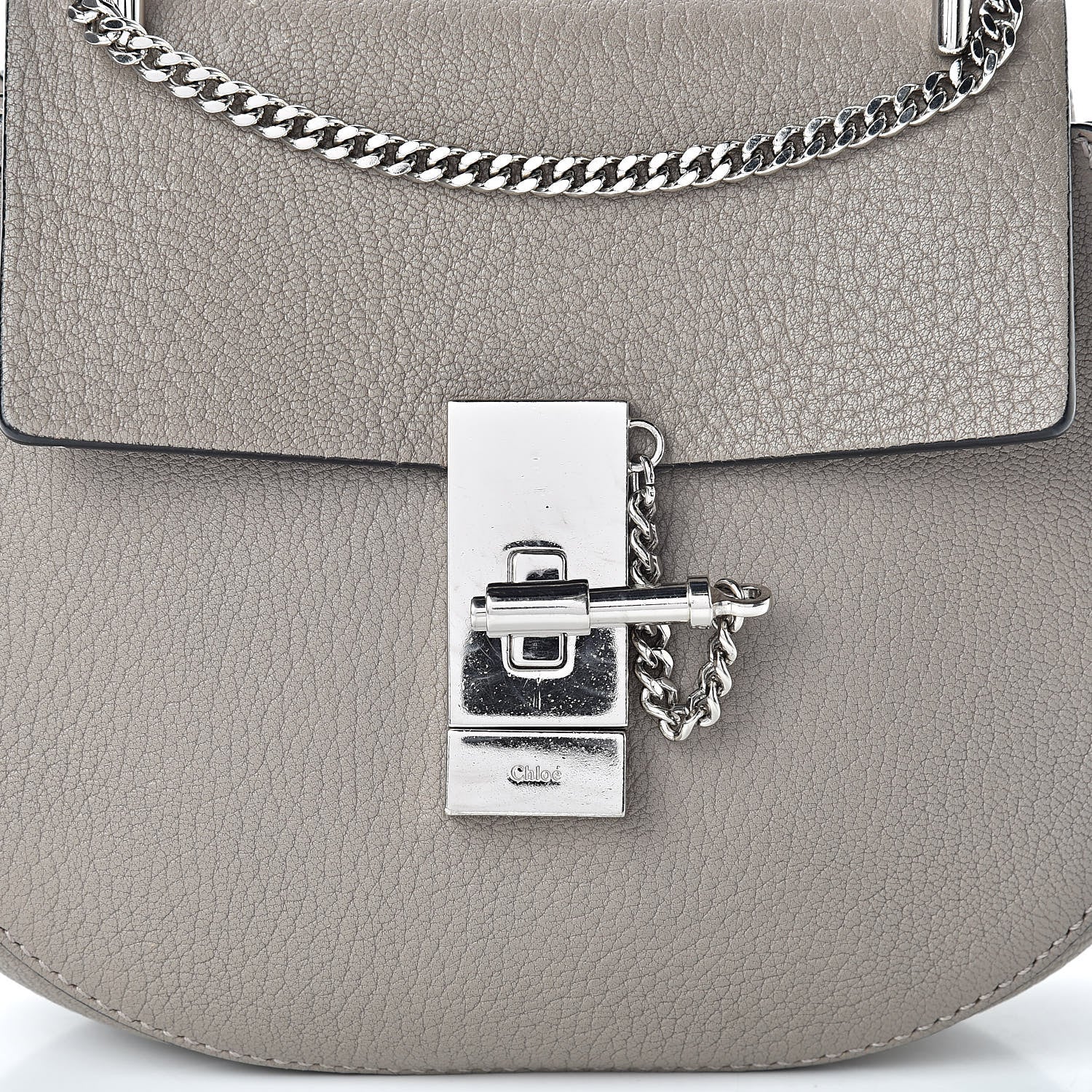 Chloe Grained Lambskin Mini Drew Shoulder Bag Cashmere Grey 8 of 19