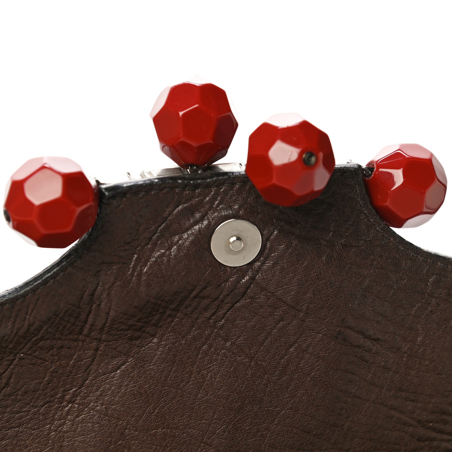 Prada Ostrich Beaded Bag Brown 18 of 23