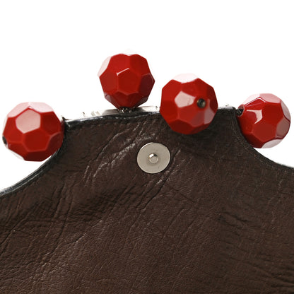 Prada Ostrich Beaded Bag Brown 18 of 23