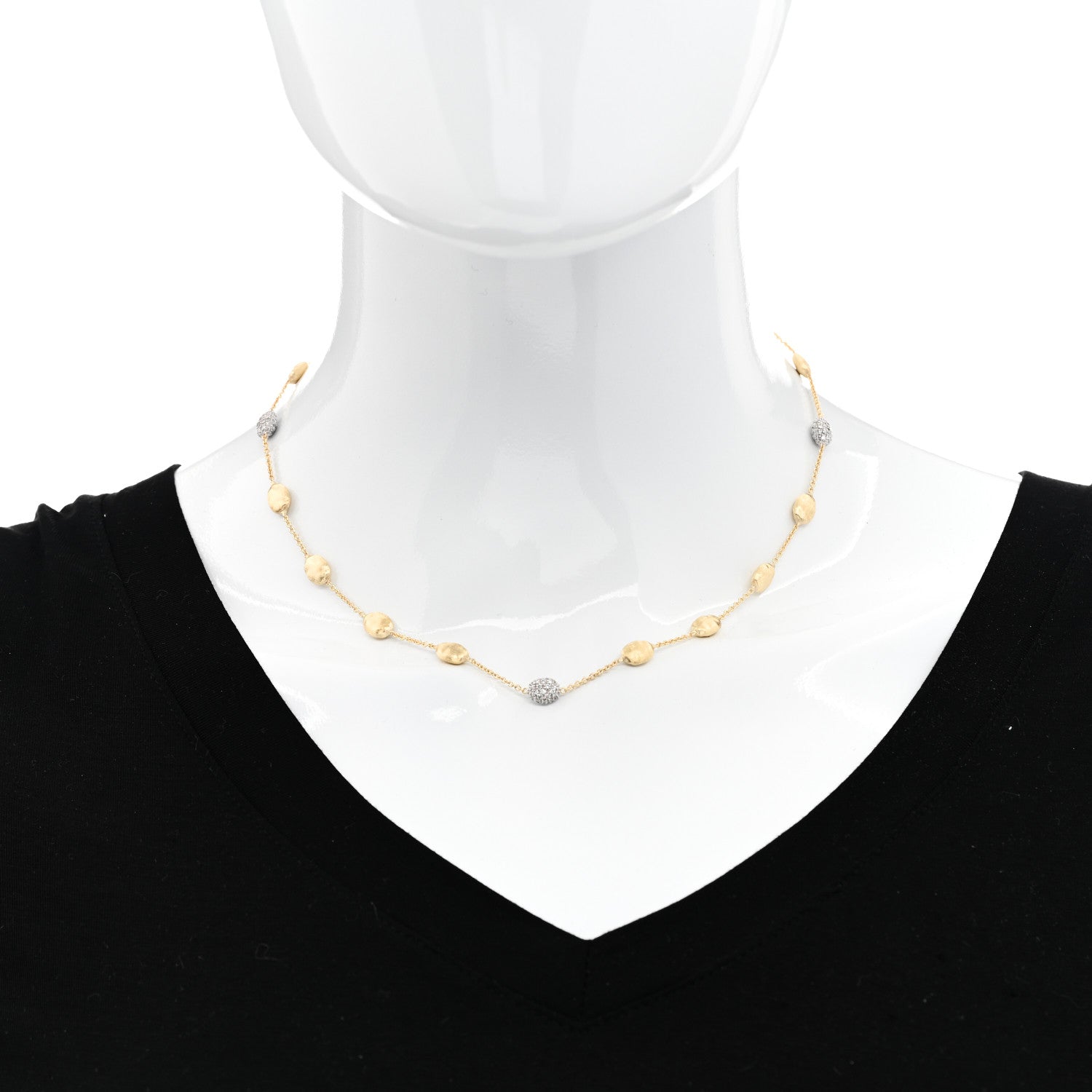 Marco Bicego 18K Yellow Gold Diamond Siviglia Small Bead Short Necklace 2 of 4