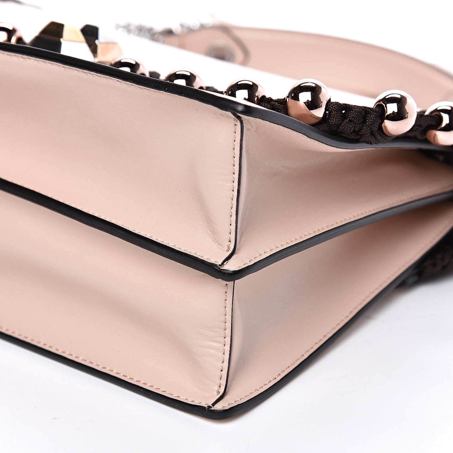 Vitello Liberty Ribbon Pearl Lace Up Kan I Shoulder Bag Plaster