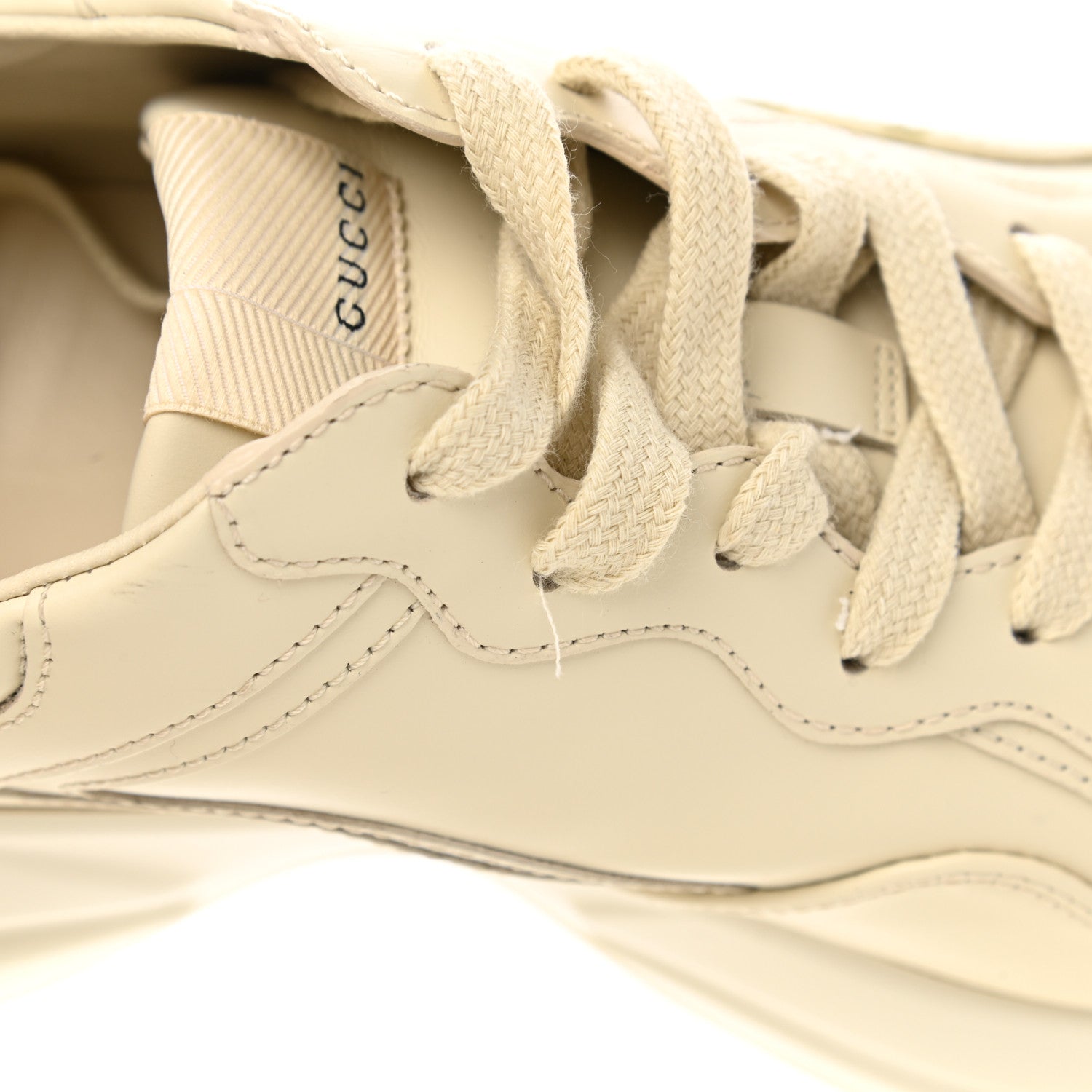 Gucci Calfskin Logo Womens Rhyton Sneakers 39.5 Ivory 11 of 11