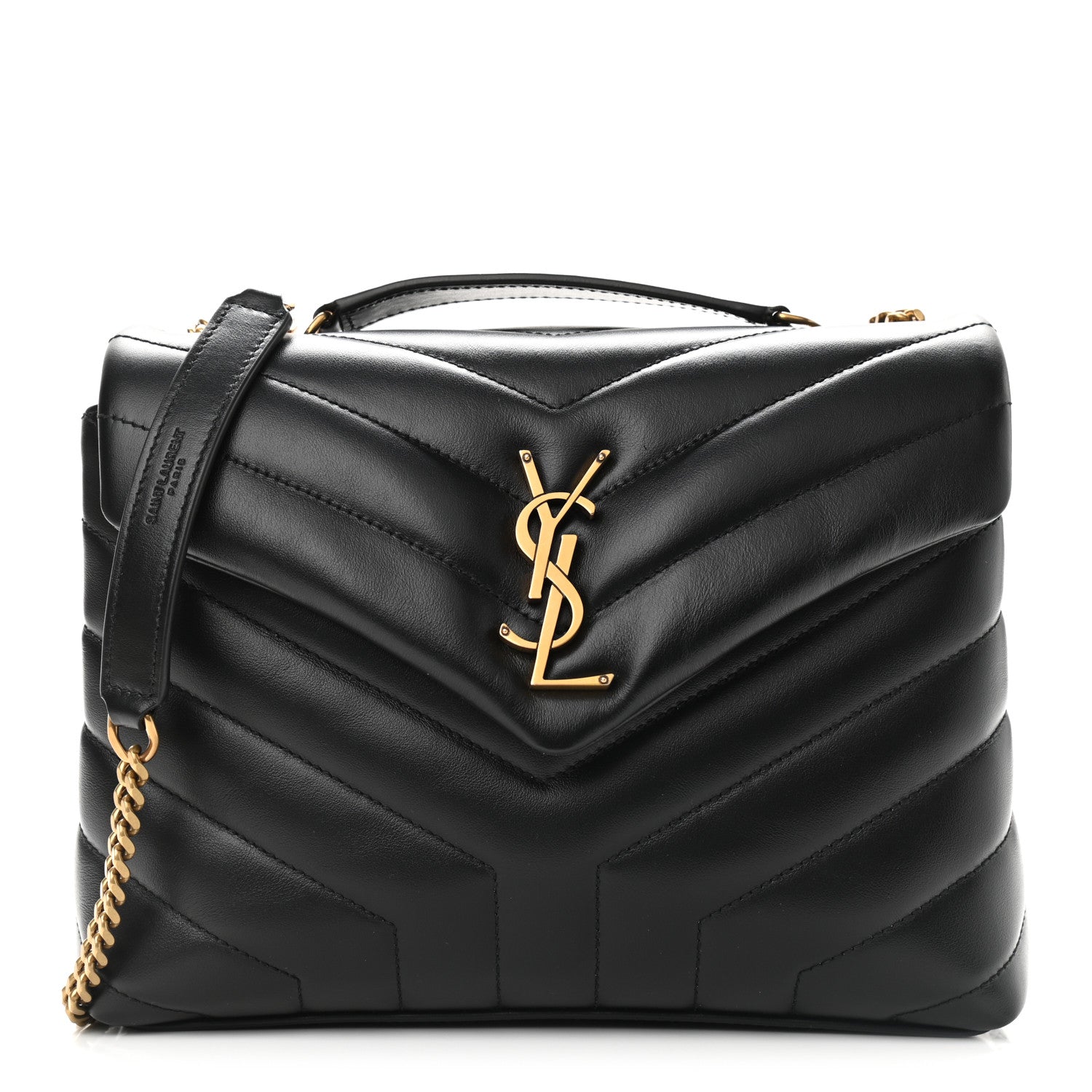 Saint Laurent Calfskin Y Quilted Monogram Small Loulou Chain Satchel Black 1 of 10