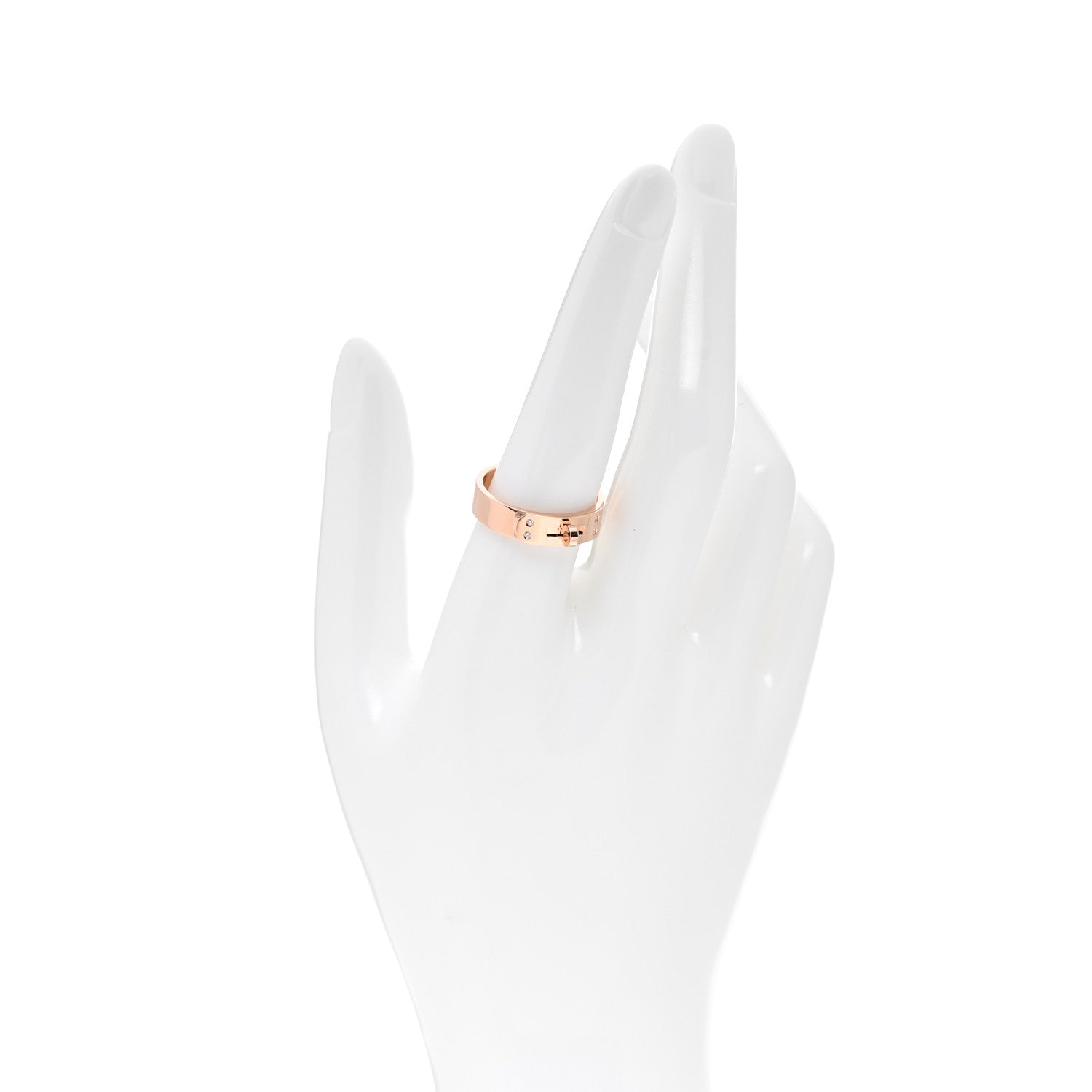 Hermes 18K Rose Gold Diamond PM Kelly Ring 57 8 2 of 5