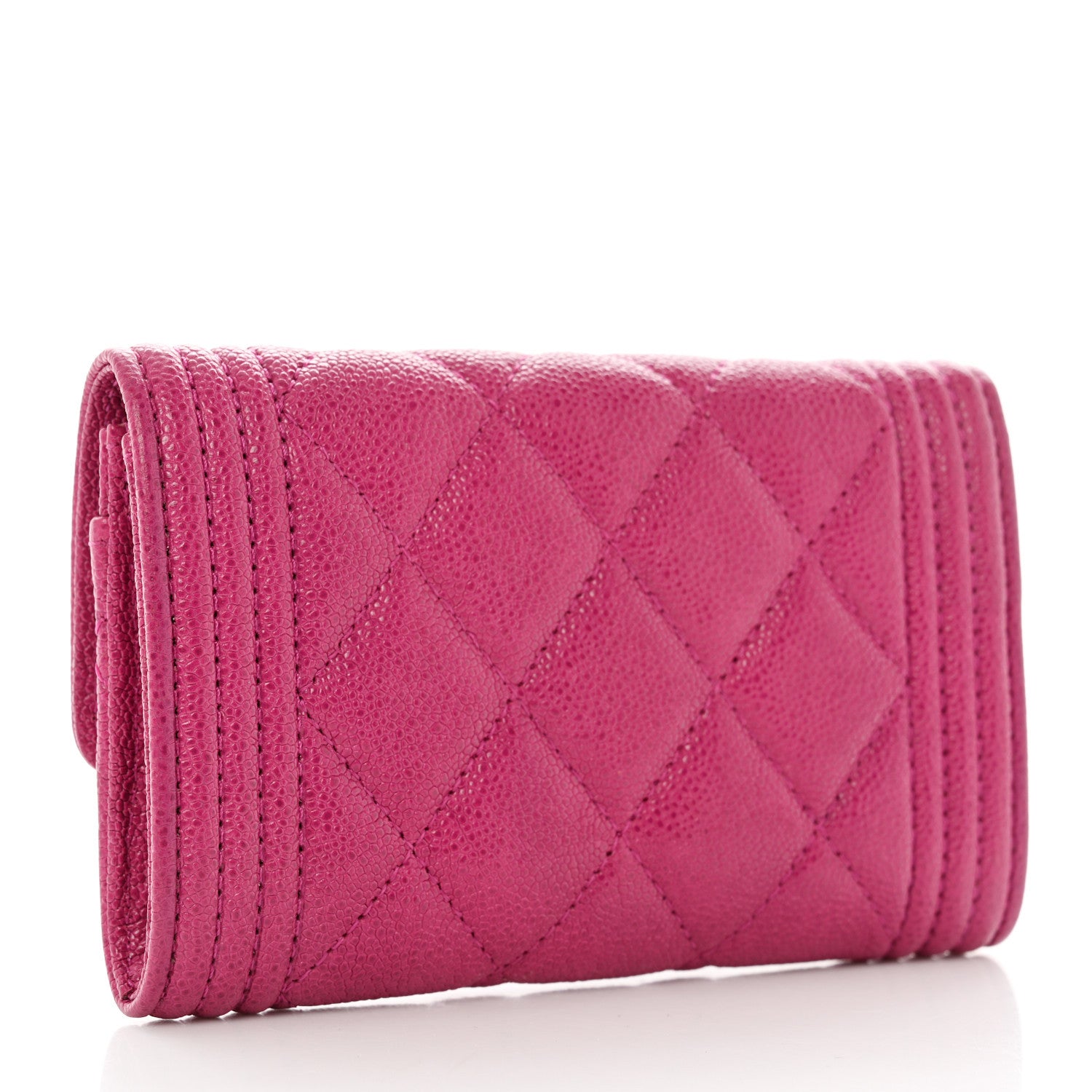 Chanel Caviar Quilted Boy Card Holder Wallet Fuchsia 3 of 9