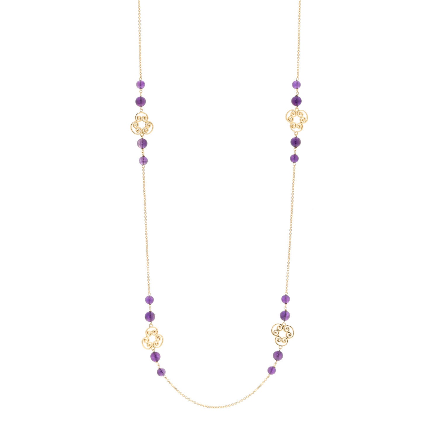 Tiffany 18K Yellow Gold Amethyst Paloma Picasso Venezia Bead Necklace 1 of 6
