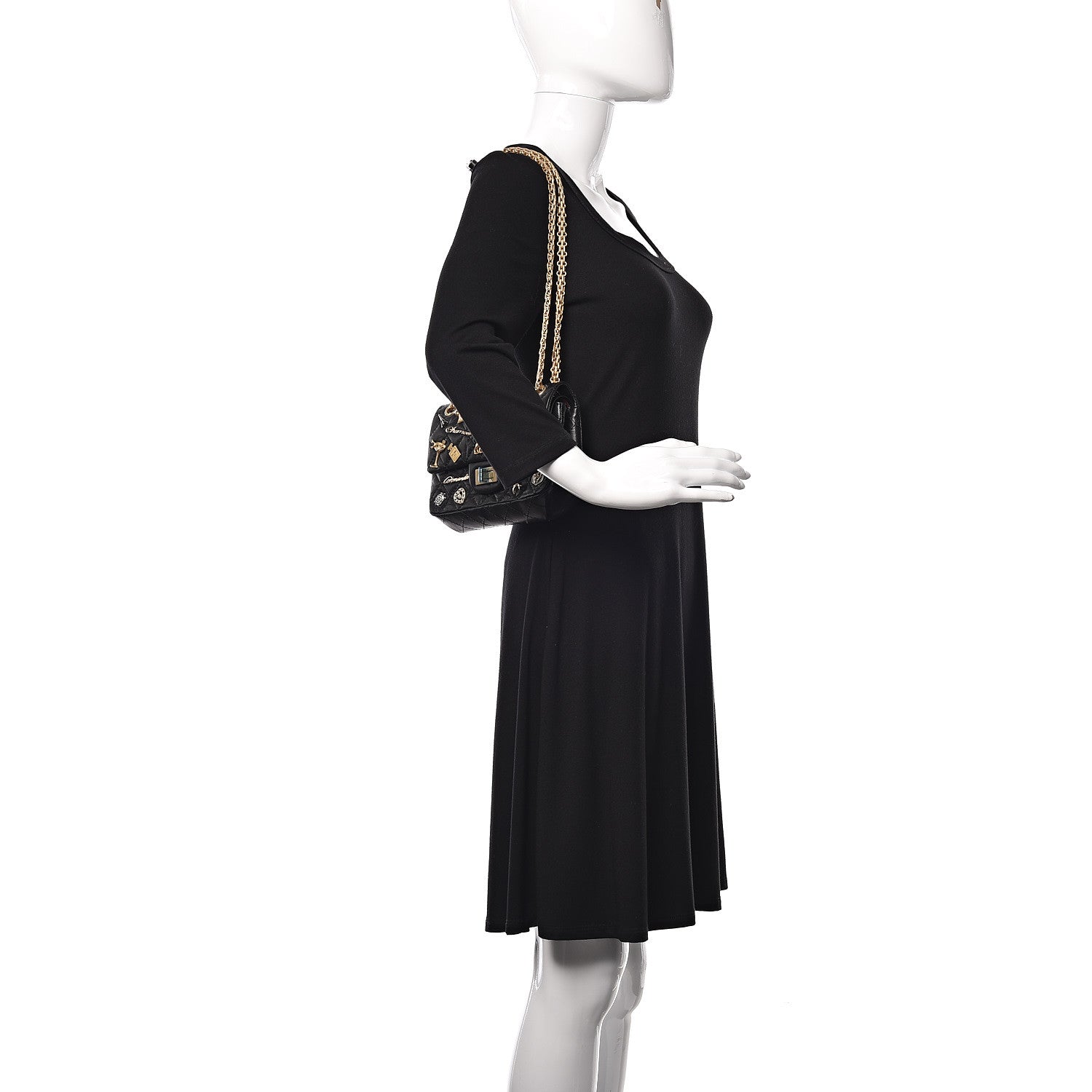 Chanel Aged Calfskin Lucky Charms 2.55 Reissue 224 Flap Black 2 of 10