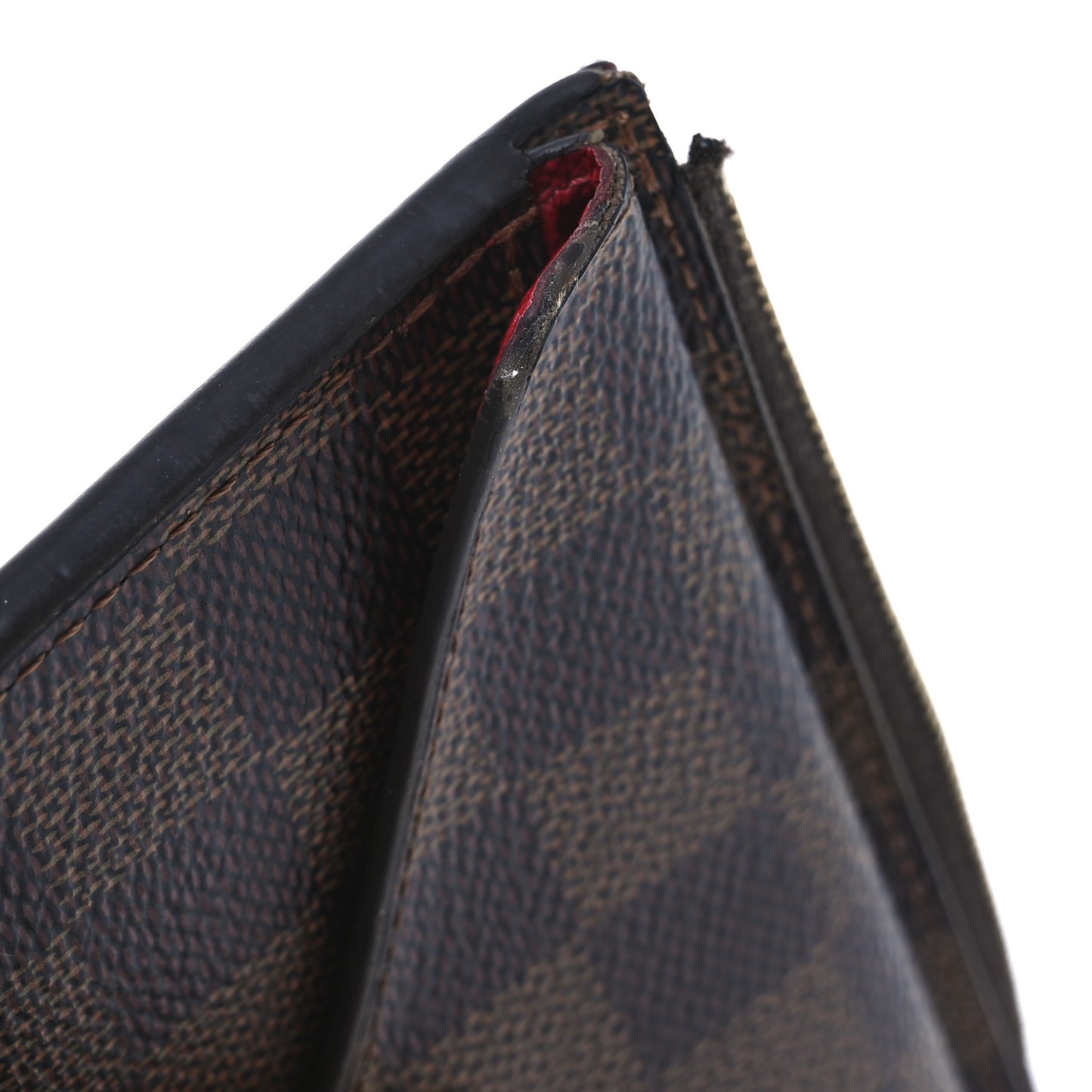 Damier Ebene Recto Verso Card Holder Red