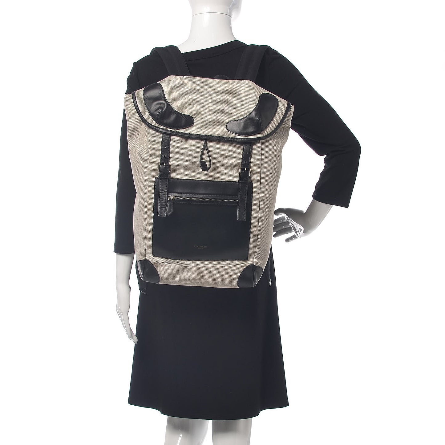 Canvas Calfskin Rider Backpack Black