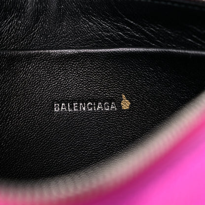 Balenciaga Metallic Goatskin Logo Large Everyday Zip Pouch Rose Fuchsia Black 6 of 8