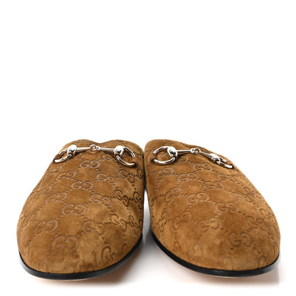 Gucci Suede Cachemire Monogram Mens Princetown Slippers 10 Pepper Brown 3 of 10
