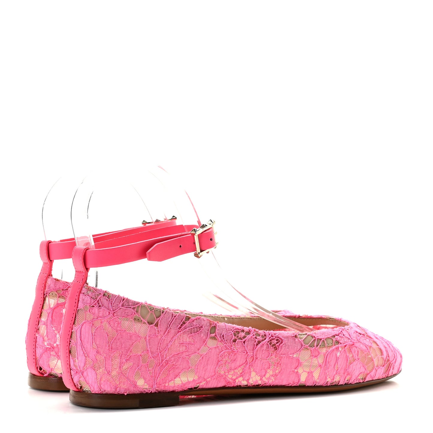 Lace Ankle Strap Ballerina Flats 36.5 Framboise