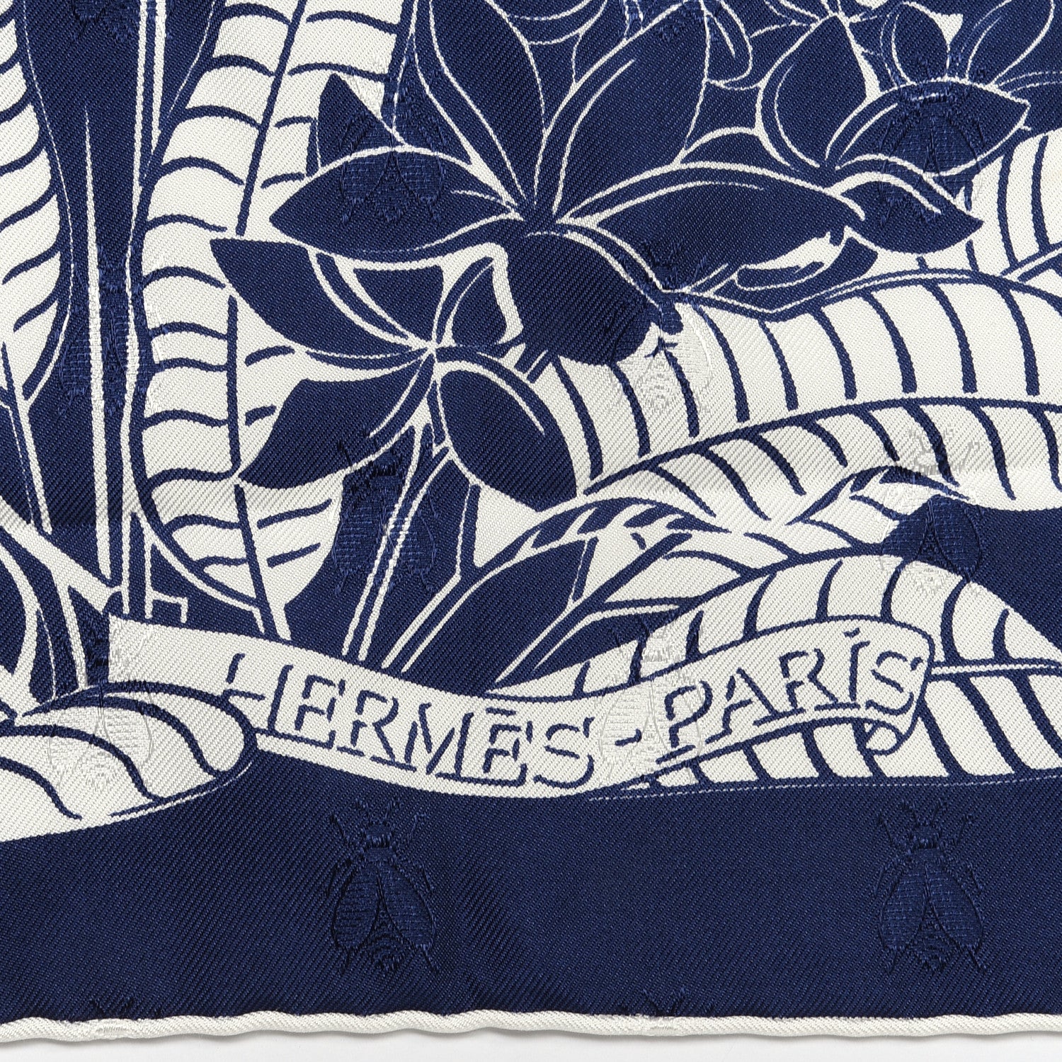 Hermes Silk Tatouage Flamingo Party Scarf 90 Bleu White 2 of 5