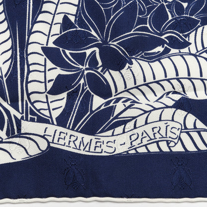 Hermes Silk Tatouage Flamingo Party Scarf 90 Bleu White 2 of 5
