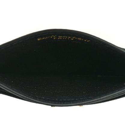 Saint Laurent Grain De Poudre Matelasse Chevron Monogram Credit Card Case Black 5 of 8