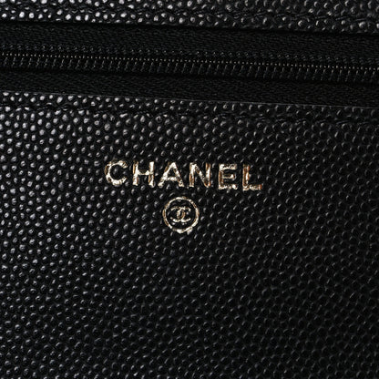 Chanel Caviar Quilted Striated CC Wallet On Chain WOC Black 5 of 11