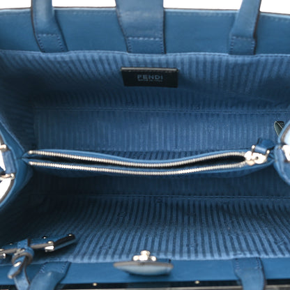 Fendi Vitello Elite Petite 2Jours Tote Blue Cobalto 5 of 13