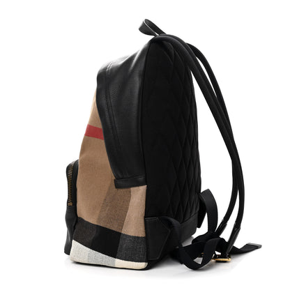 Burberry Mega Check Calfskin Abbeydale Simple Backpack Black Camel 3 of 11