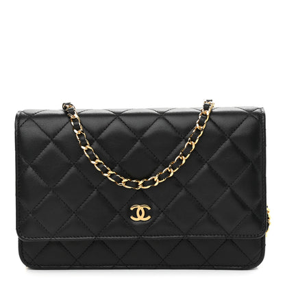 Chanel Lambskin Quilted Wallet On Chain WOC Black 1 of 12